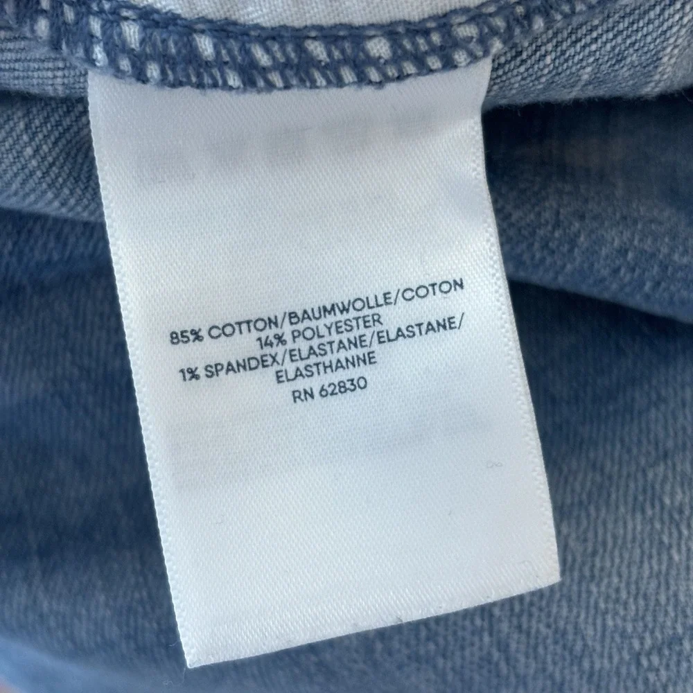 Lands' End Mid Rise Wide Leg Crop Jeans Light Blue Denim Lightweight Trouser 14P